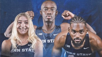 photo of three Penn State track and field stars by Penn State Athletics