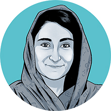 Storai Jalali head shot illustration by Joel Kimmel